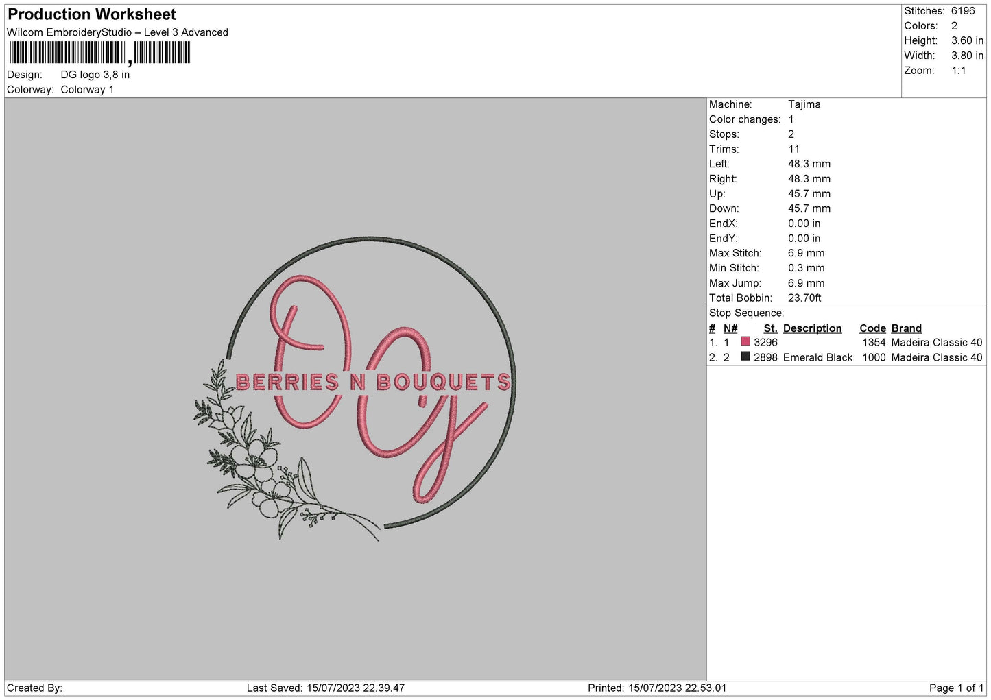 Dg Logo Embroidery File 6 sizes
