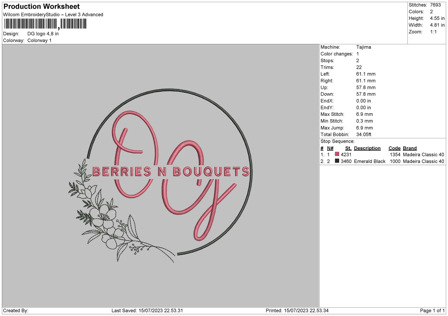 Dg Logo Embroidery File 6 sizes