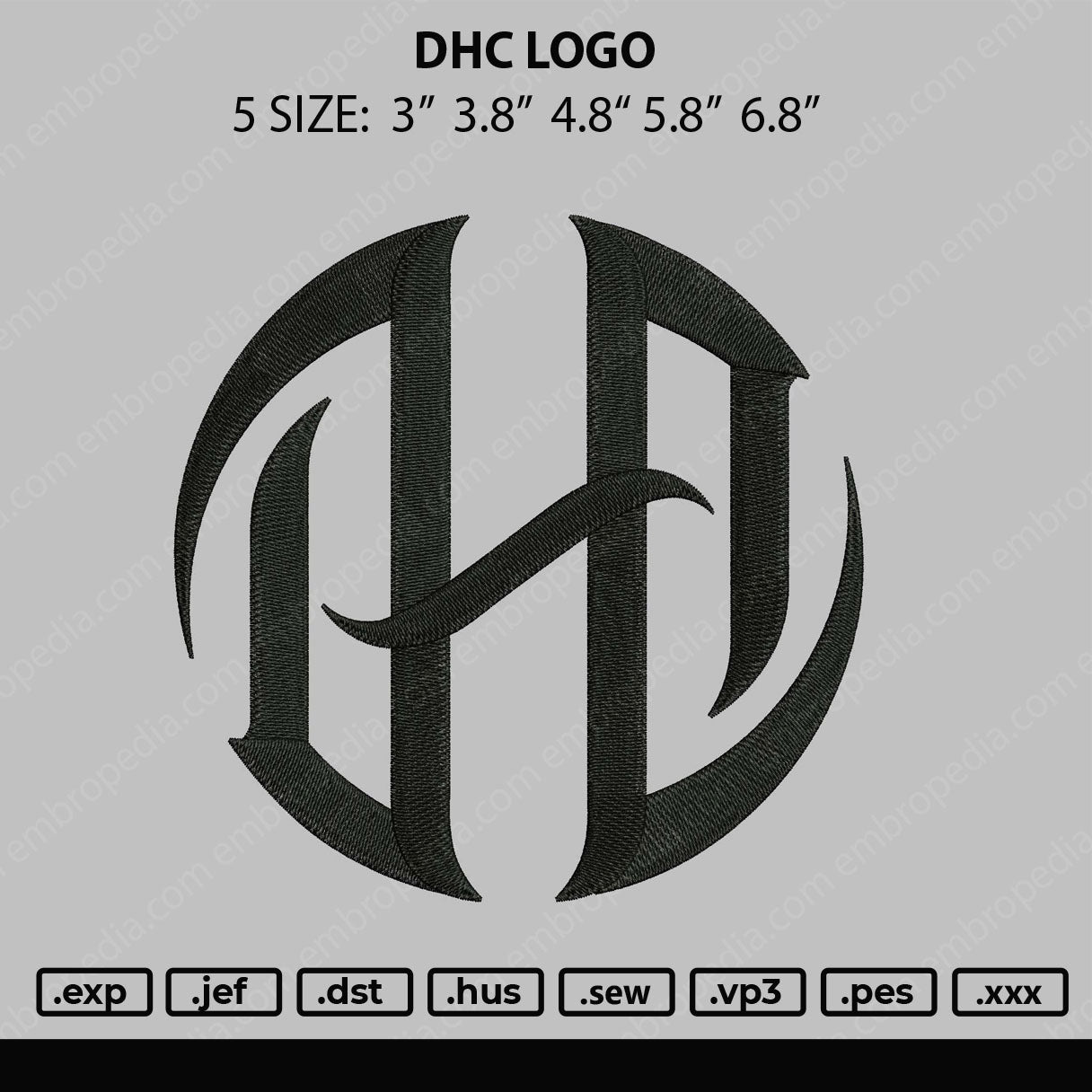 DHC Logo Embroidery File 5 Size