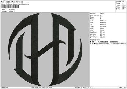 DHC Logo Embroidery File 5 Size