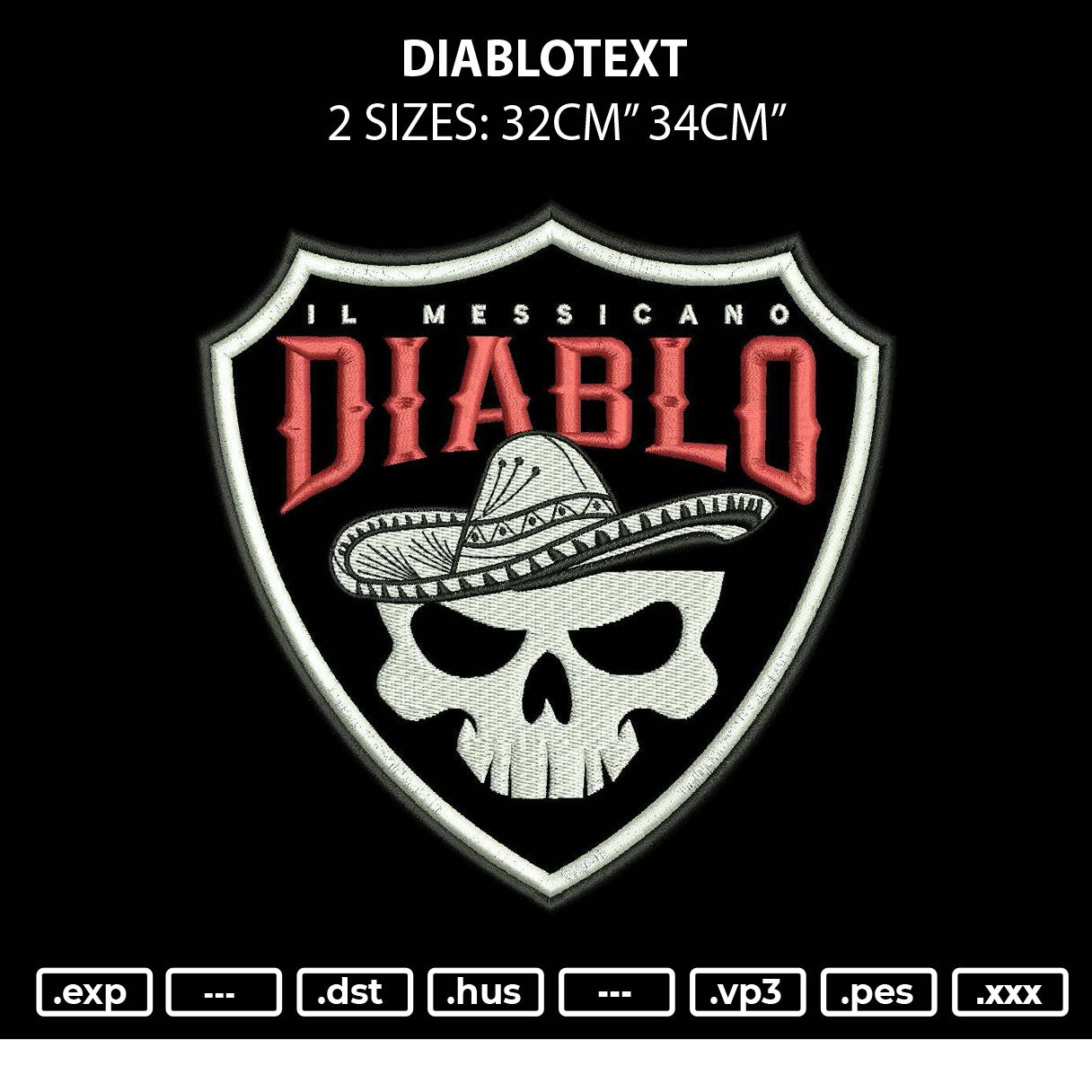Diablotext App Embroidery File 6 sizes