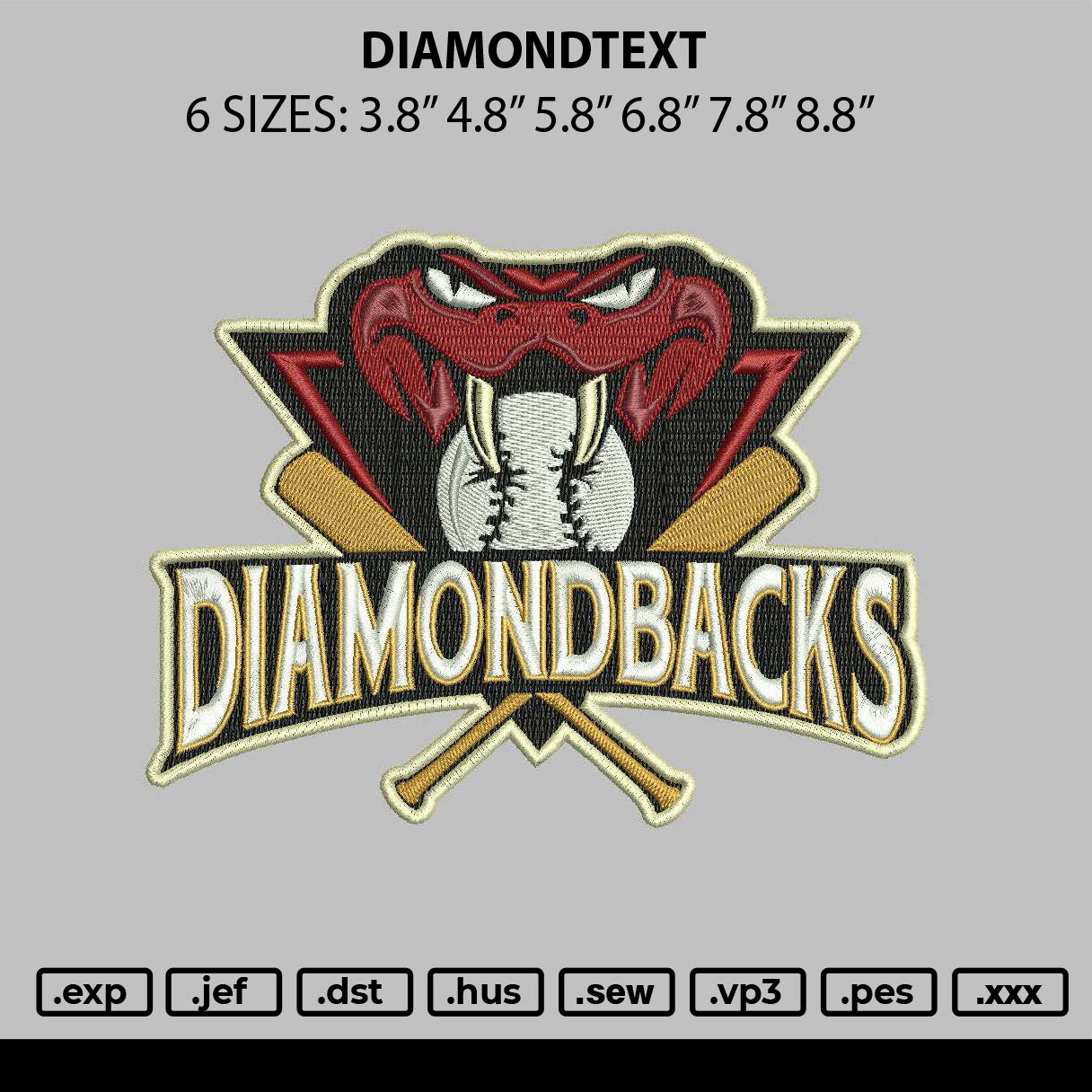 Diamondtext Embroidery File 6 sizes