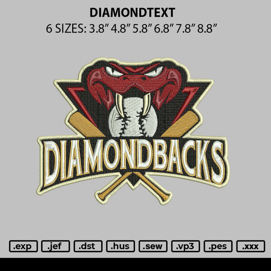 Diamondtext Embroidery File 6 sizes