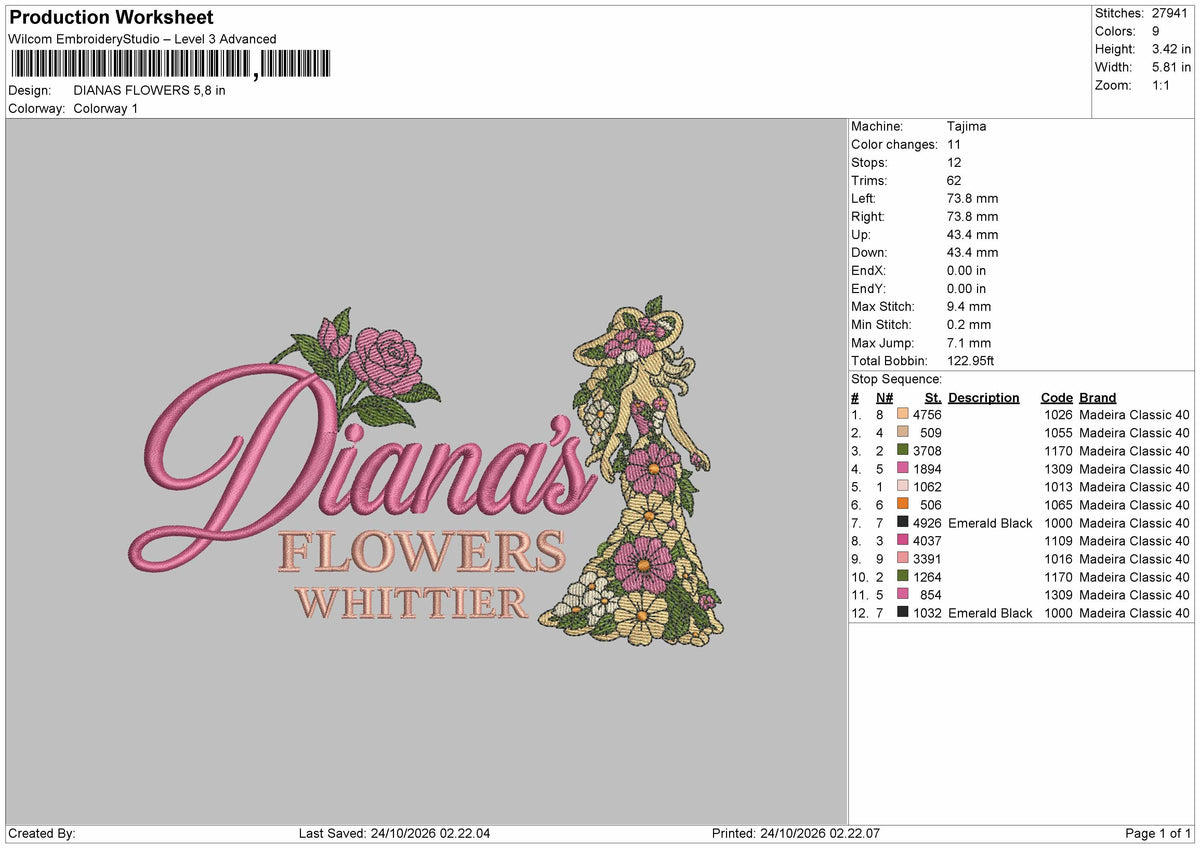 Dianastext Embroidery Machine Design File 6 sizes