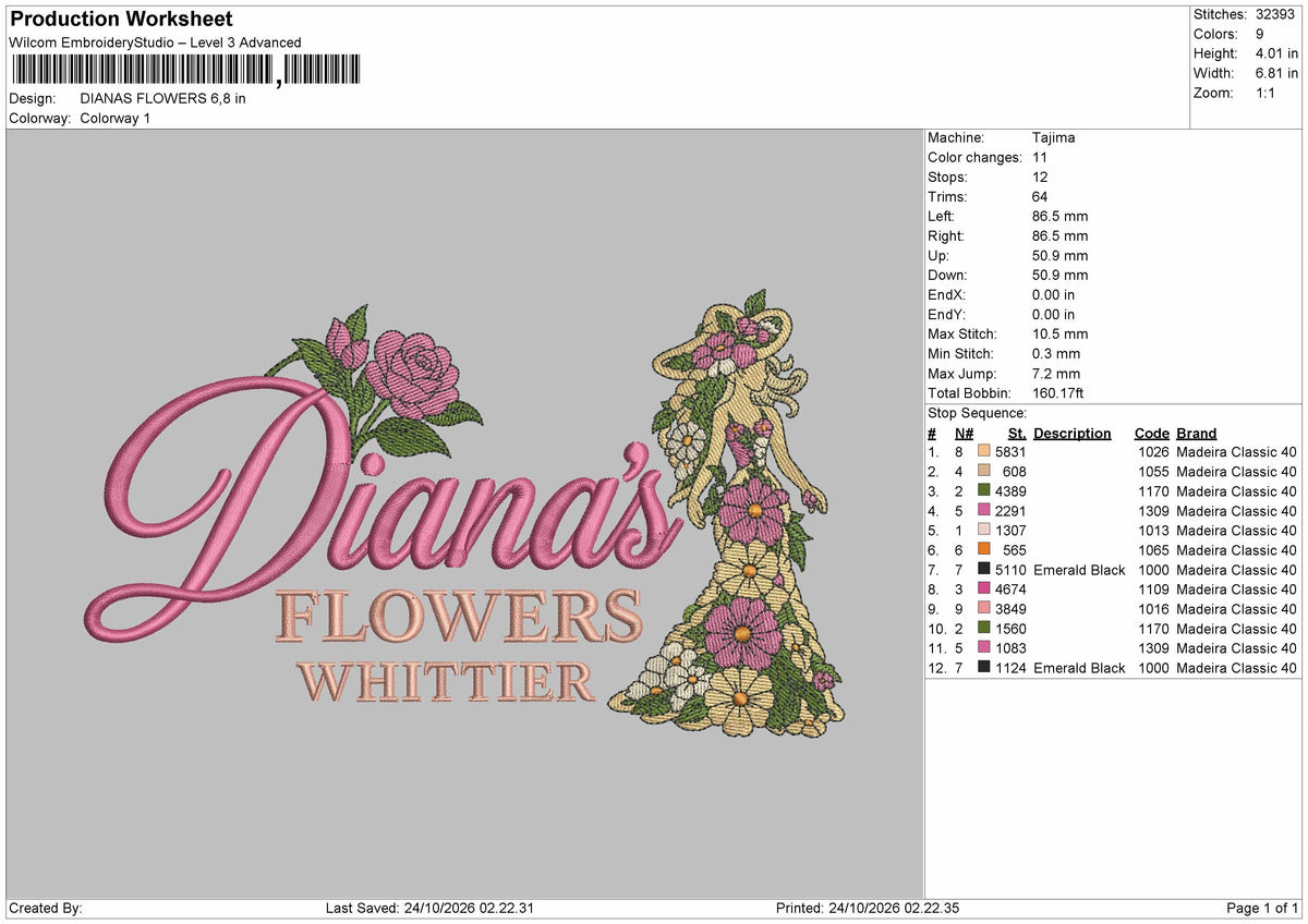Dianastext Embroidery Machine Design File 6 sizes