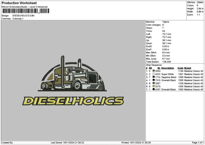 Dieseltext Embroidery File 6 sizes