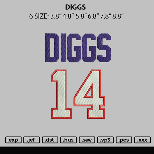 Diggs Embroidery File 6 sizes
