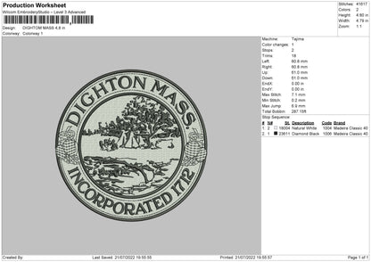 Dighton Mass Embroidery File 4 sizes
