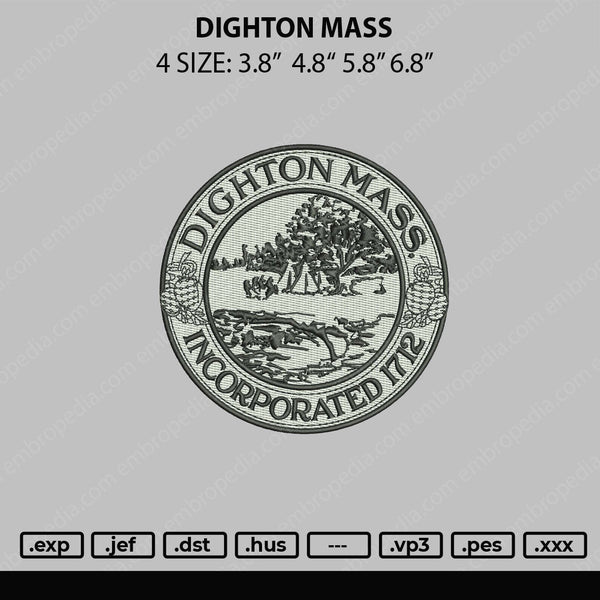 Dighton Mass Embroidery File 4 sizes