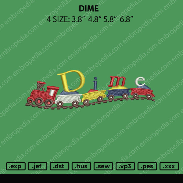 Dime Embroidery File 4 size