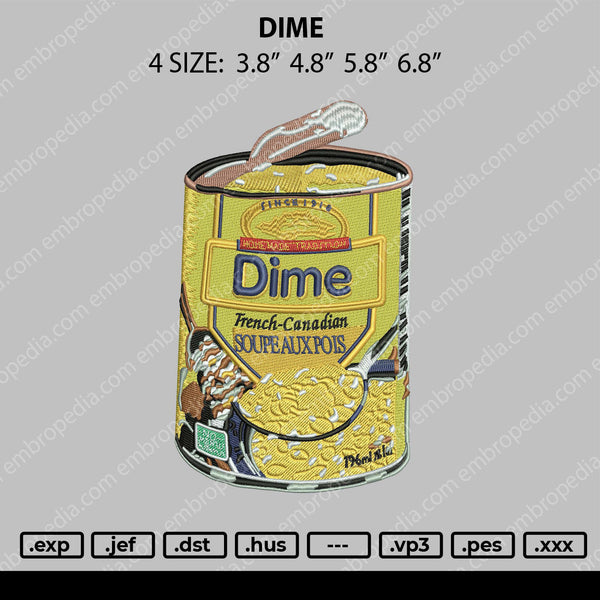 Dime Embroidery File 4 size
