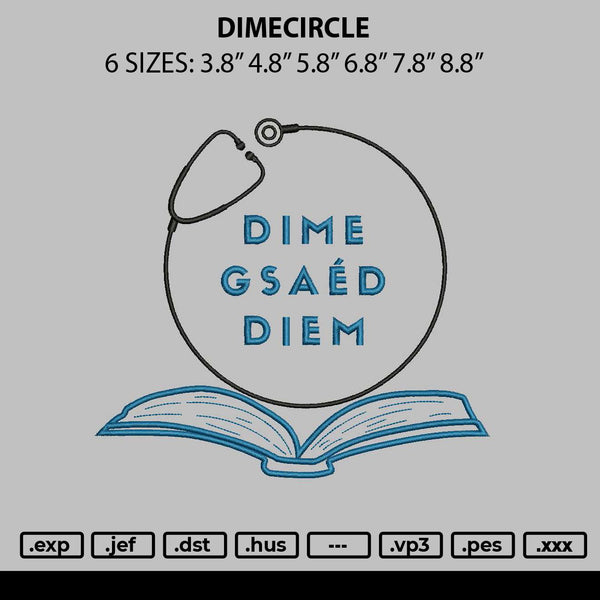 Dimecircle Embroidery File 6 sizes