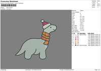 Dino Xmas Embroidery File 6 sizes