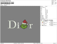 Dior Grinch Embroidery File 4 size