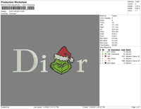 Dior Grinch Embroidery File 4 size