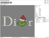 Dior Grinch Embroidery File 4 size