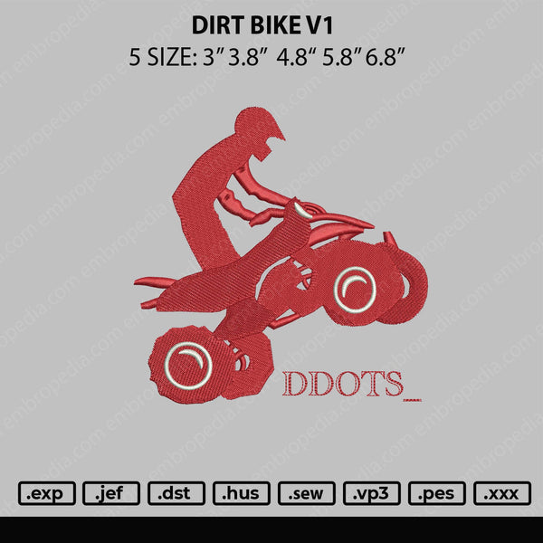 Dirt Bike V1 Embroidery File 4 sizes