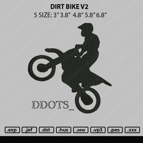 Dirt Bike V2 Embroidery File 4 sizes