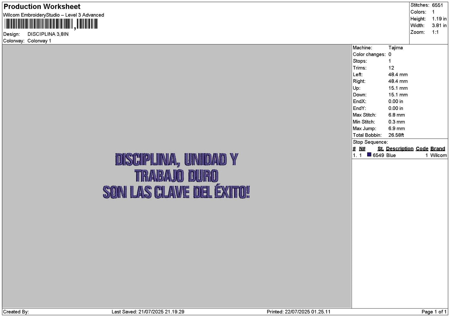 Disciplinatext Embroidery File 6 sizes