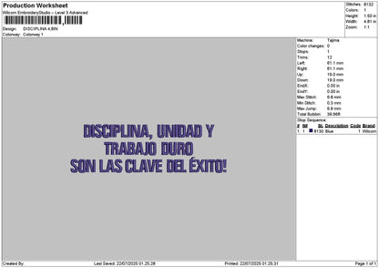 Disciplinatext Embroidery File 6 sizes