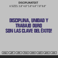 Disciplinatext Embroidery File 6 sizes