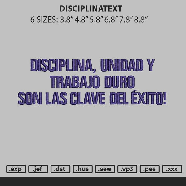 Disciplinatext Embroidery File 6 sizes