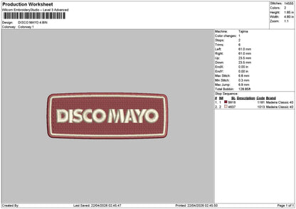 Discotext 2204 Embroidery File 6 sizes