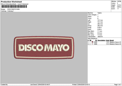 Discotext 2204 Embroidery File 6 sizes