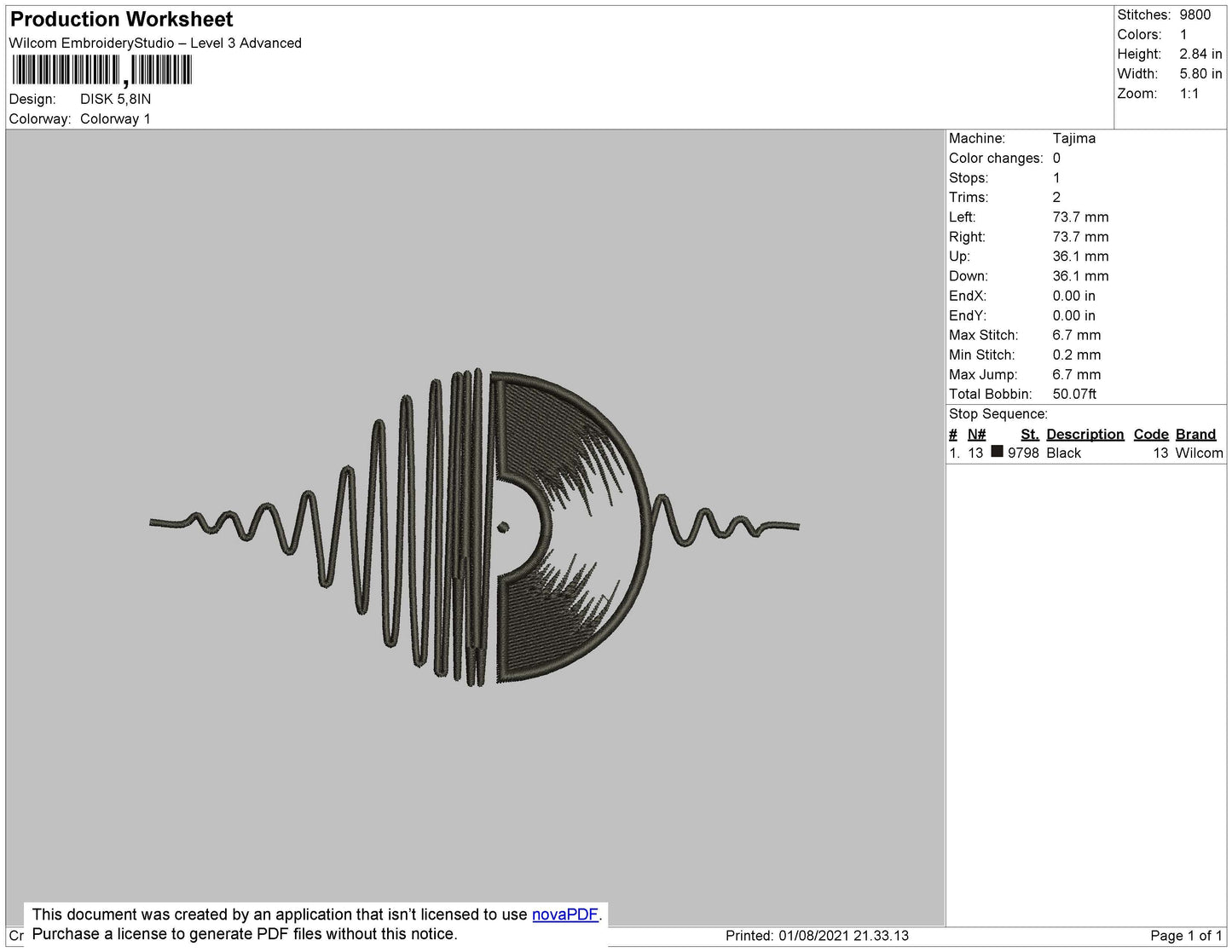 Disk Embroidery File 4 Size