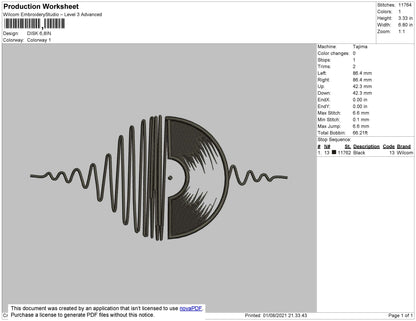 Disk Embroidery File 4 Size