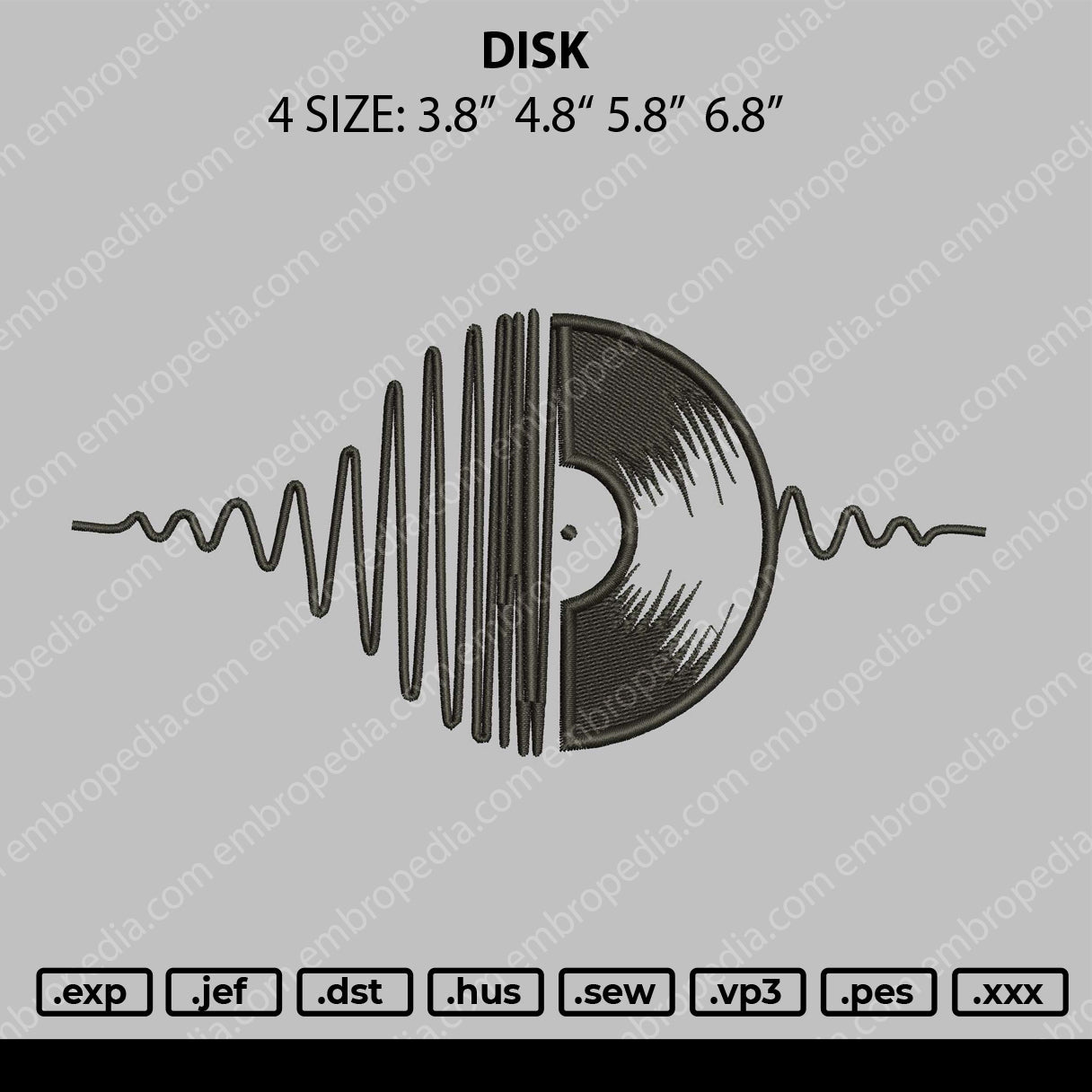 Disk Embroidery File 4 Size