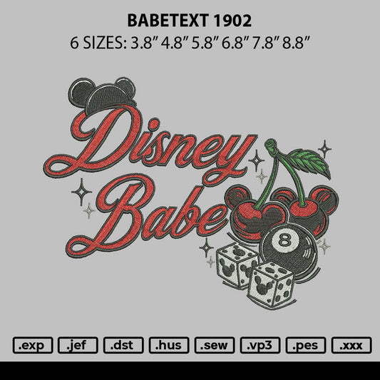 Babetext 1902 Embroidery File 6 sizes