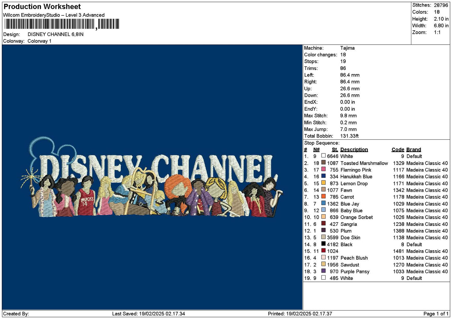 Photoflat Mickey Embroidery File 6 sizes