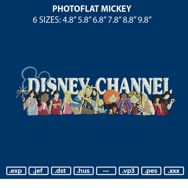 Photoflat Mickey Embroidery File 6 sizes
