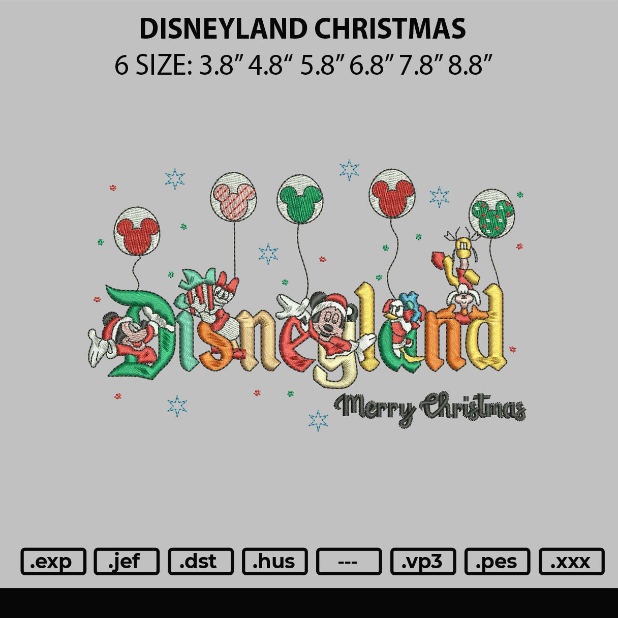 Disneyland Christmas Embroidery File 6 sizes