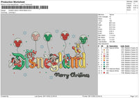 Disneyland Christmas Embroidery File 6 sizes