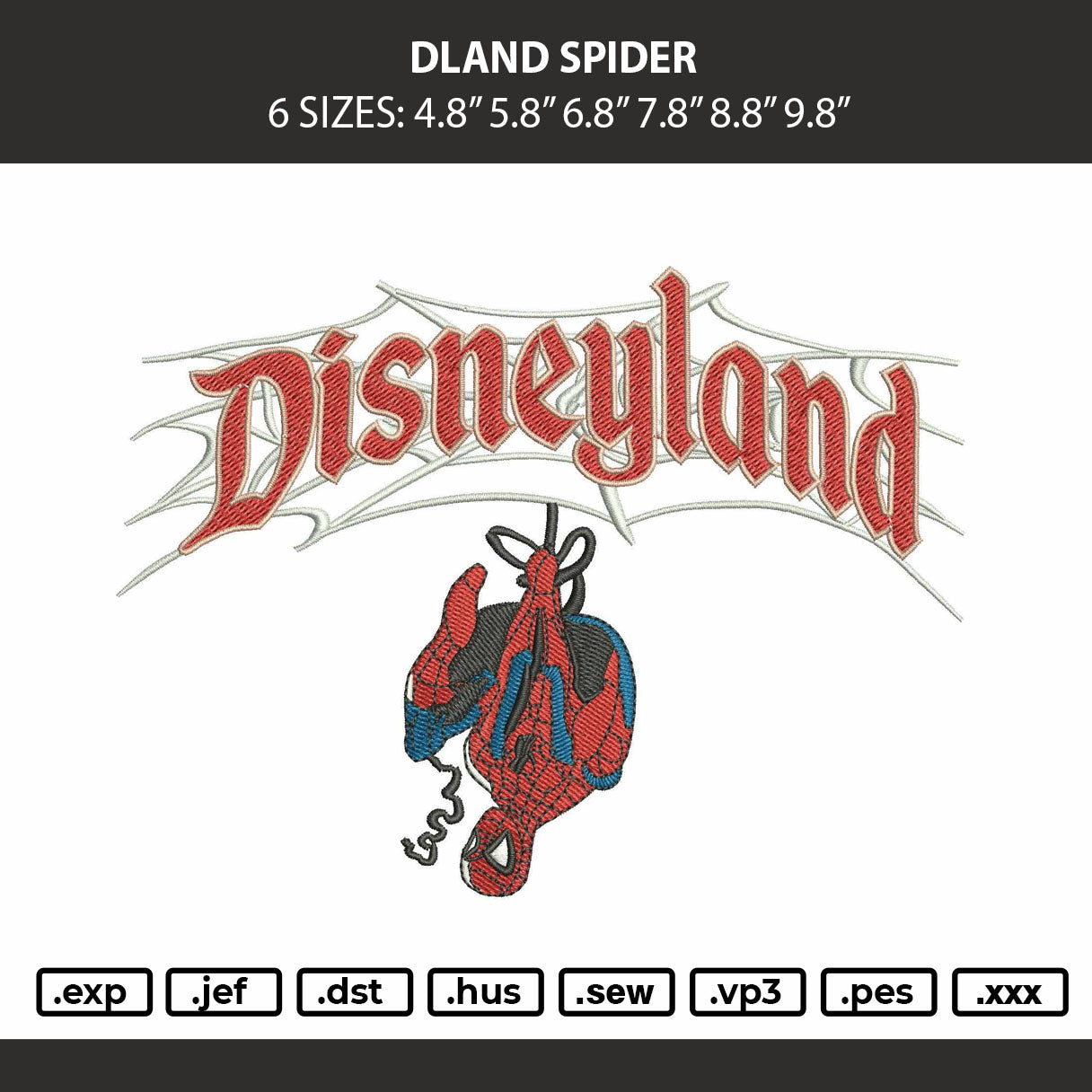 Dland Spider Embroidery Machine Design File 6 sizes