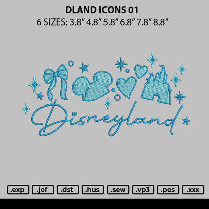 Dland Icons 01 Embroidery File 6 sizes
