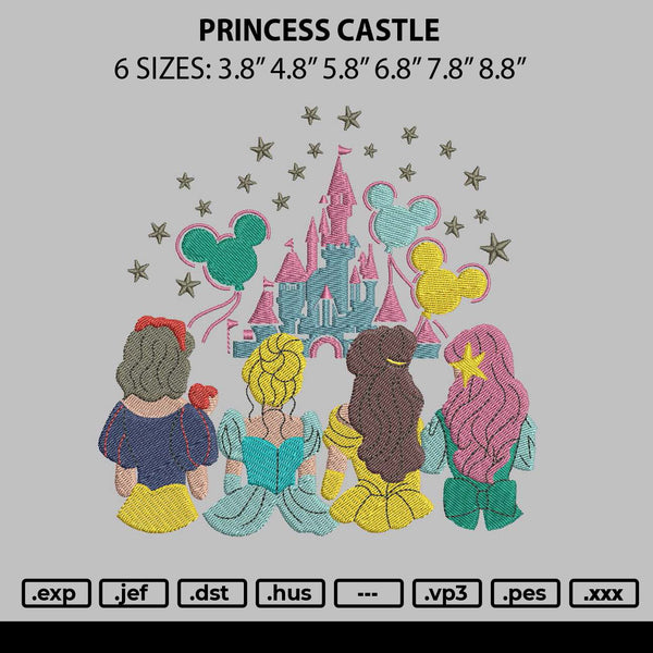 Princess Castle Embroidery Files 6 sizes