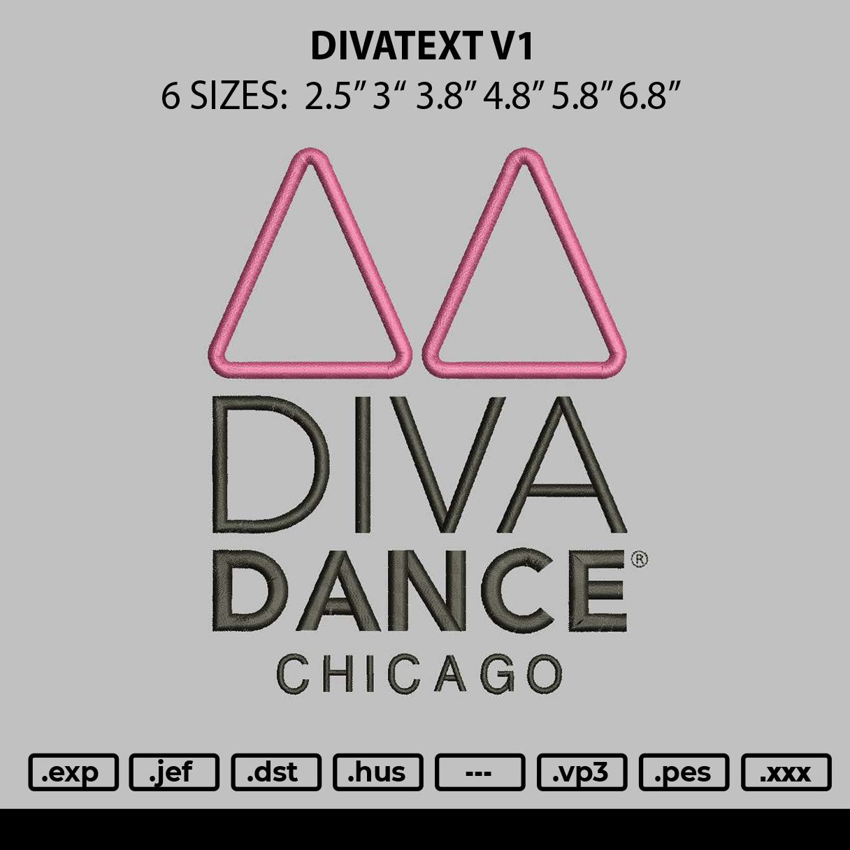 Divatext V1 Embroidery File 6 sizes