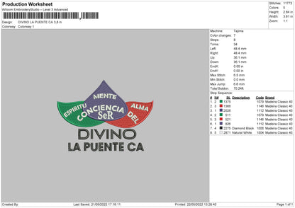 Divino La Puente Ca Embroidery File 4 size