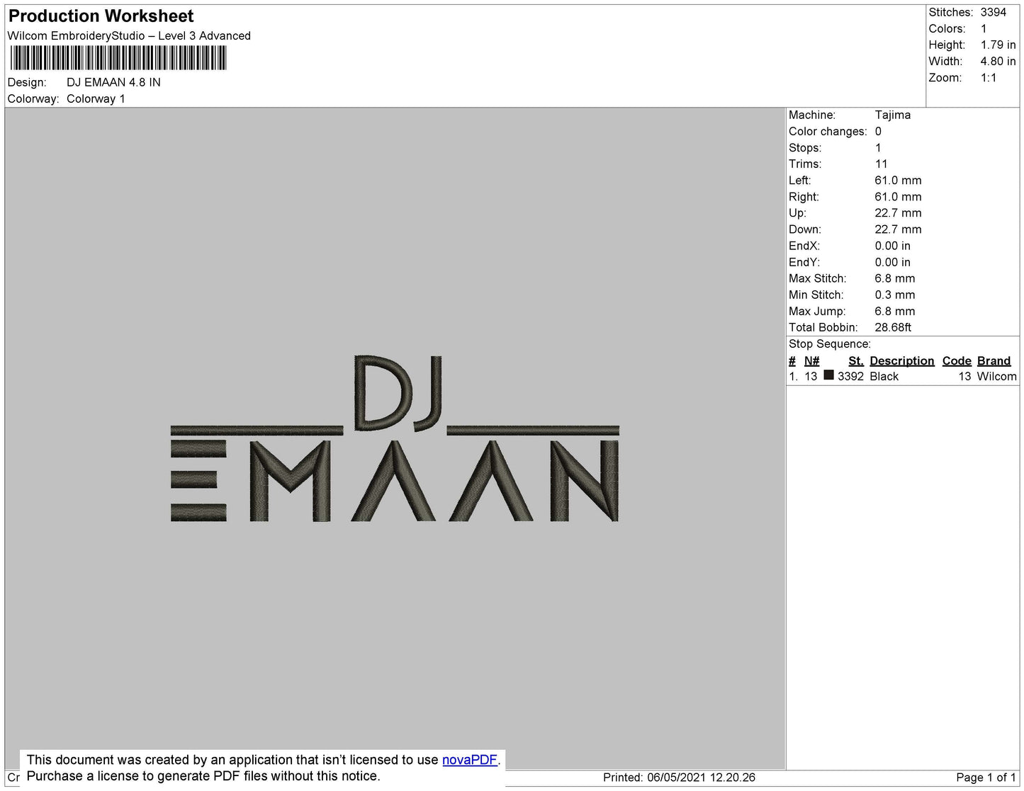 DJ Emaan Embroidery File 4 size