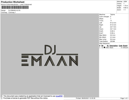 DJ Emaan Embroidery File 4 size