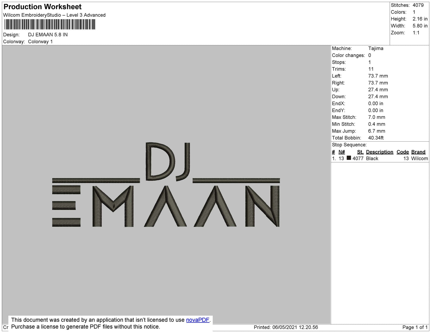 DJ Emaan Embroidery File 4 size