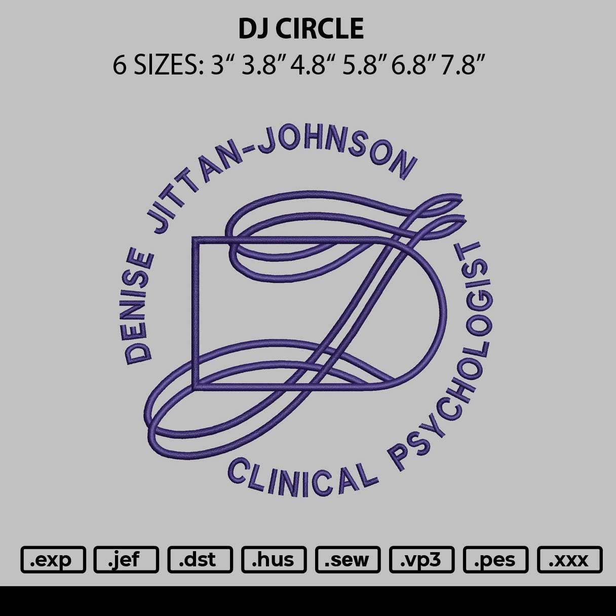 Dj Circle Embroidery File 6 sizes