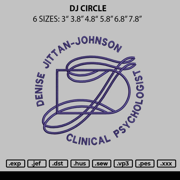 Dj Circle Embroidery File 6 sizes