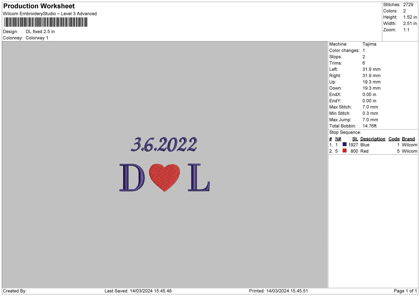 Dl Text Embroidery File 6 sizes