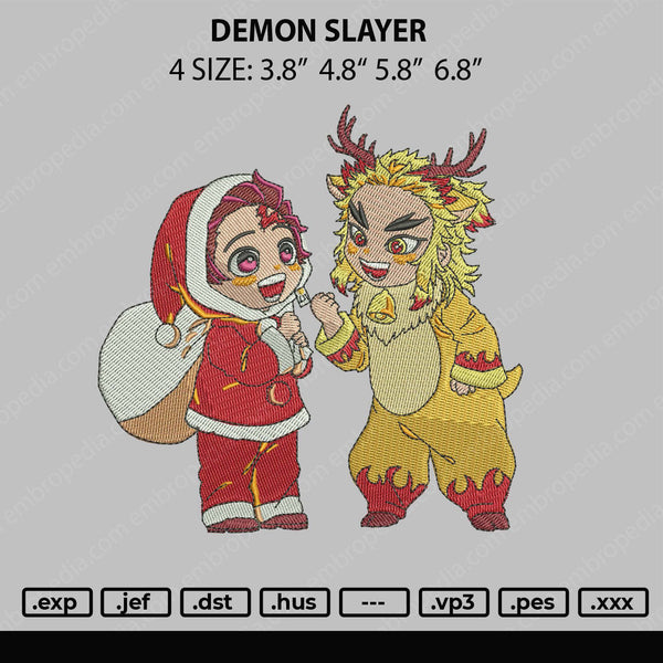 Demon Slayer Xmas Embroidery File 4 size