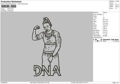 Dna Outline Embroidery File 6 sizes