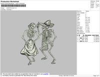 Dancing Skull Embroidery File 4 size